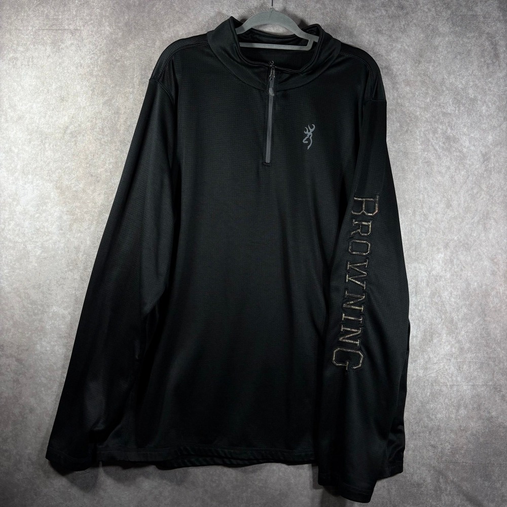 Browning Quarter Zip Pullover Sweater Mens Size 3XL Black  Long Sleeve Outdoor